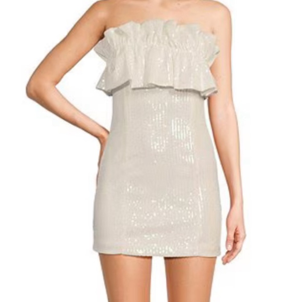 Allison + Kelly White Sparkly Strapless Dress